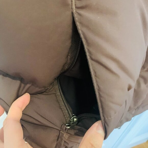 Vintage LL Bean Puffer Vest Jacket Women's Brown Down Insulated Size Small - Picture 5 of 9